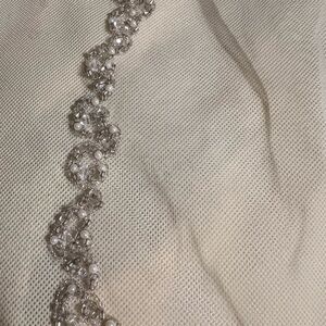 Hand sewn crystal and pearl veil